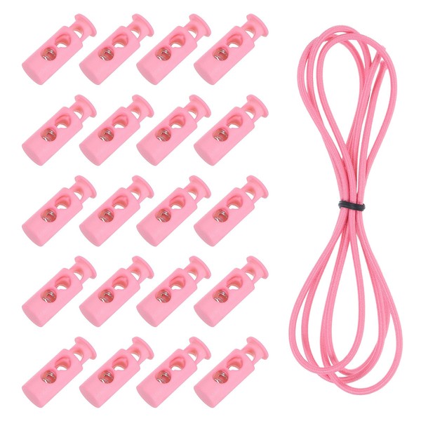 uxcell 40 Pcs Double Hole Cord Locks with 39Inch Elastic