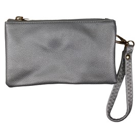 Big Handbag Shop Womens Faux Leather Mini Pouch Shape Wallet Purse Mini Cross Body Shoulder Bag Purse (Metallic Silver)