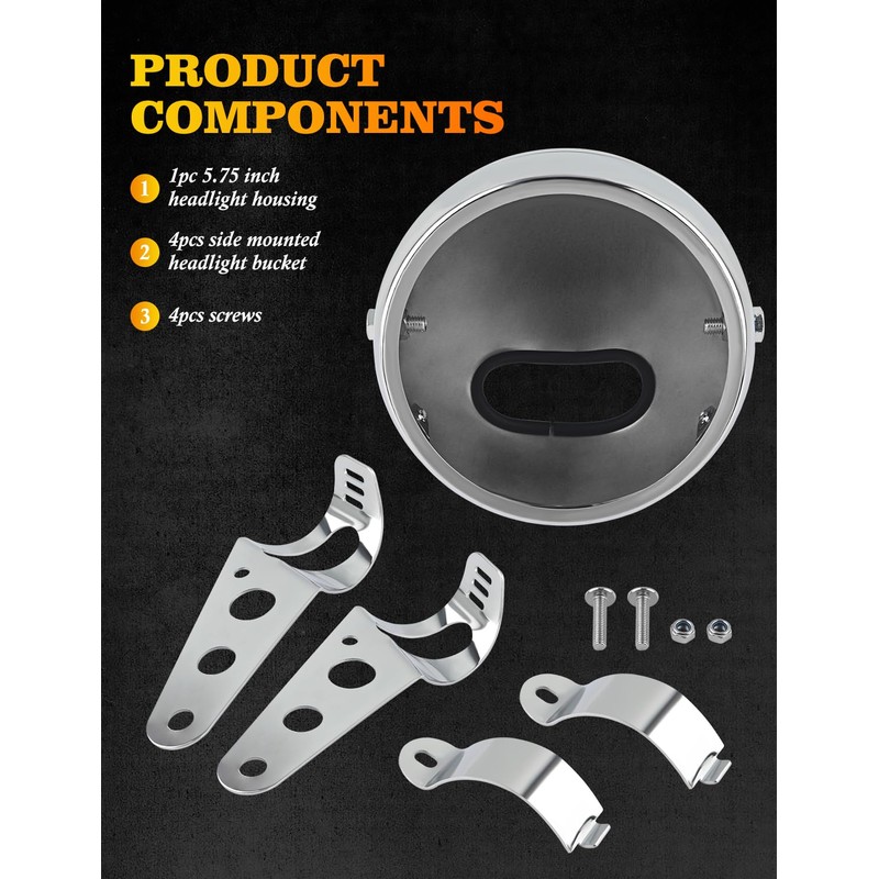 GLOBLED 5.75 Inch Motorcycle Headlight Mounting Bracket For 5-3/4 Motorcycle