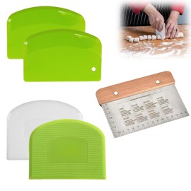 5 Stück Teigschaber, Teigkarte Set Backwerkzeuge Leicht zu Reinigen Geeignet für Kuchen, Teigspachtel Pizza Brotbackbegeisterte, Anfänger und Professionelle Bäcker (Silber+Grün+Weiß)