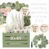 JarThenaAMCS Wooden Baby Shower Crate Closet Sage Green Welcome Baby