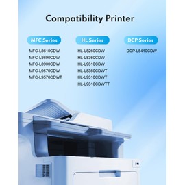 TN431 Toner Cartridge 4-Pack, Replacement for Brother TN431BK TN431C TN431M TN431Y TN431 TN-431 for Brother HL-L8360CDW MFC-L8900CDW HL-L8260CDW MFC-L8610CDW HL-L8360CDWT Printer