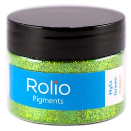 Rolio Holographic Craft Glitter - Cosmetic Grade Pure Glitter for Resin, Makeup, Face & Body Art, Craft Supplies, Nail Decoration - One Jar - 28 Grams - 1/128" to 1/64" Size - Hyla Green