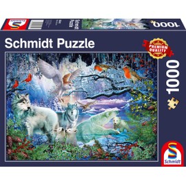 Schmidt Spiele 58349 Wolves In The Winter Forest 1000 Piece Jigsaw Puzzle Jigsaw Puzzle, bunt