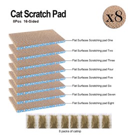8 Packs in 1 Cat Scratch Pad, Cat Scratcher Cardboard,Reversible,Durable Recyclable Cardboard, Premium Scratch, Suitable for Cats to Rest, Grind Claws and Play (0.8" H(8 Packs))