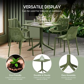 WestinTrends Playa 31.5" Square Plastic Outdoor Patio Dining Table for 4, Olive Green