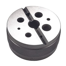 Starrett Steel Bench Block - Ideal for Metalworking & Woodworking - 3" Diameter, 1-1/2" High, 1/8 to 5/8" Oversize Holes, 1 V-Groove - 129