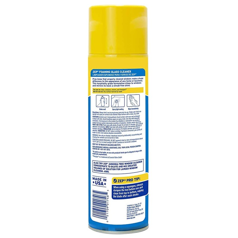 Zep Foaming Glass and Plexiglass Cleaner - 19 oz (Case
