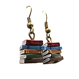 Stack of Books Drop Earrings - Multicolor Dangle Earrings for Women - Creative Novel Graduation Jewelry