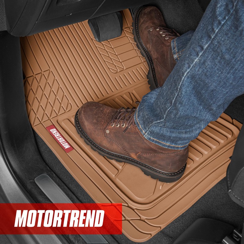 Motor Trend FlexTough™ Heavy Duty Beige Rubber Car Floor Mats