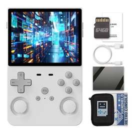 L35 Handheld Game Console 3.5-in 640*480 IPS OCA Screen 3000mAh Linuxopensource System RK3326 l35 with Portable Case White-64GB
