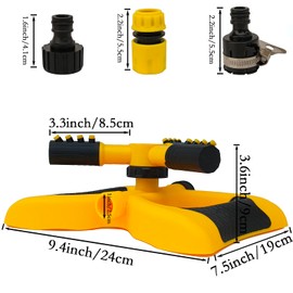 Yard Sprinkler for Lawn,Oscillating Sprinkler,Garden Sprinkler,360 Degree Rotation Garden Watering System,Sprinklers for Yard Kids&Pet (Square Yellow)