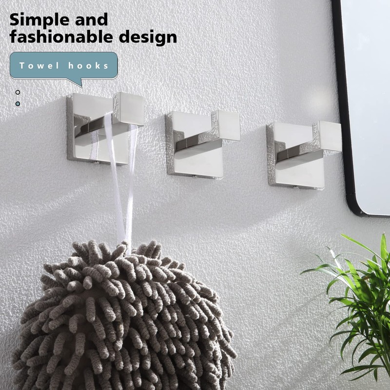 KOKOSIRI Bathoom Towel Hook Wall Mount Square Bath Robe Hook