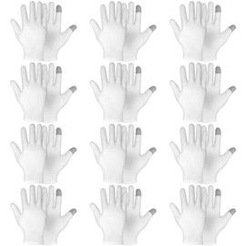 Wanmu 12 Pairs Cotton Gloves Touchscreen Moisturizing Gloves Overnight for Sleeping White Cotton Glove for Dry Hands