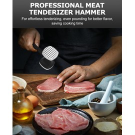Meat Tenderizer Hammer, Dual-Side Kitchen Meat Pounder Flattener, Heavy Duty Stainless Steel Manual Meat Hammer for Tenderizing Steak, Beef, Chicken, Fish Meat Tenderisers Tool