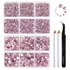 Beadsland 8300PCS Flatback Rhinestones, Pink Rhinestone Round Crystal Rhinestones for