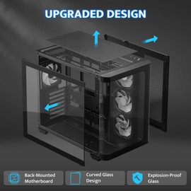 darkFlash ATX Mid-Tower Gaming PC Case, Back Plug-in BTF Motherboard, with 4 ARGB Fans Computer Case, Full View Curve Glass Dual-Chamber PC Case, Type C Port, Supports Dual 360mm AIO, Black(DPW90)