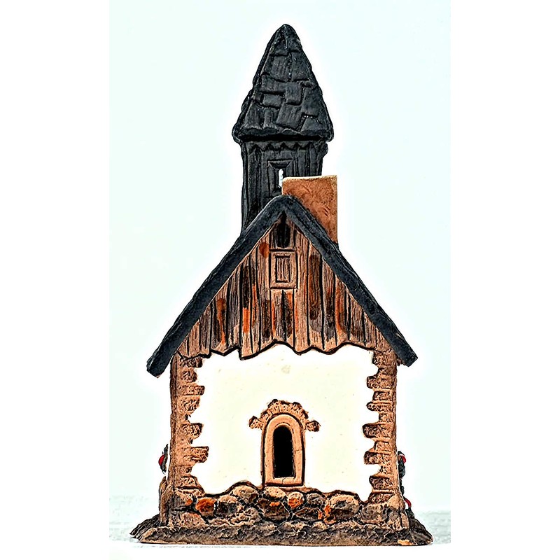 Midene Ceramic Smoker House, Handmade, Artistic Miniature, Chapel in Tyrol,