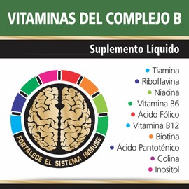 50,000 High Strength Vitamin B Complex Liquid Supplement, Brain & Nervous System Strengthening, 10 Ampoules, 3.4 fl oz (100ml), Rapid Absorption, Non-GMO, Gluten-Free