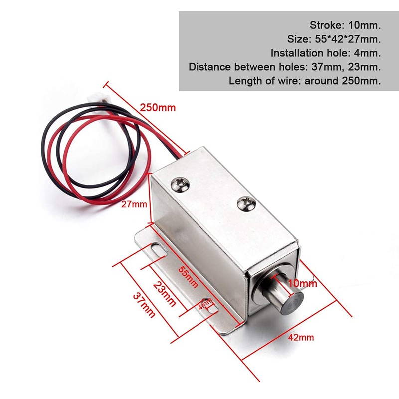 ATOPLEE 2pcs Electromagnetic Solenoid Lock,DC 12V 0.8A Door Drawer Tongue