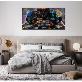 JKWALL77 American Football Canvas Wall-Art for Bedroom - Room Decor for Teen Boys - Graffiti Wall Art Ready to Hang Size 40" x 20"