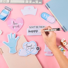 Adhesive Medical Theme Memo Pads - Cute Nurse Design, Perfect for CNA Gifts, Hospital Use, and Office Essentials - Set of 15 Self-Stick Note Pads