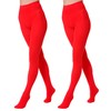 EVERSWE 2 Pairs Pack Women's Opaque Tights (L-XL, Red)