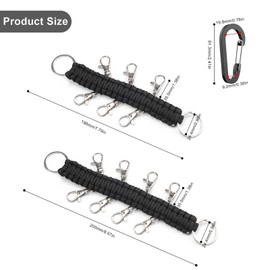0XBIT Paracord Pendant, Pack of 2 Lanyard Carabiner, Braided Key Chain with Carabiner Keychain, for Outdoor Enthusiasts, Black
