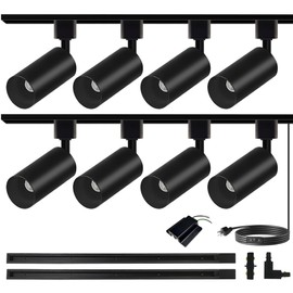 Bravsekai Black GU10 LED Track Lighting Kit, No Bulbs 10W Track Light Heads with 2 * 3.28FT H Track Light Rail 8PCS Ceiling Spotlight Fixture for GU10 Bulb, Bulbs Excluded