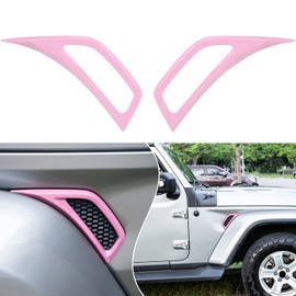 Bonbo 2PCS Exterior Accessories Wheel Eyebrow Side Air Conditioning Vent Outlet Cover Trim for Jeep Wrangler JL JLU Sports Sahara Freedom Rubicon Unlimited Gladiator JT 2018-2024 (Pink)