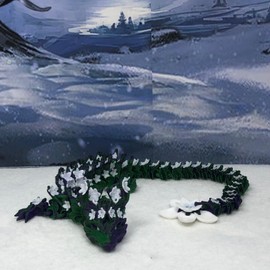 Articulated Dragon, 3D Printed Green and Puple Cherry Blossom Dragon, 12" Dragon, Fidget ADHD Toy for Autism, Gift Dragon Toy D044-DR
