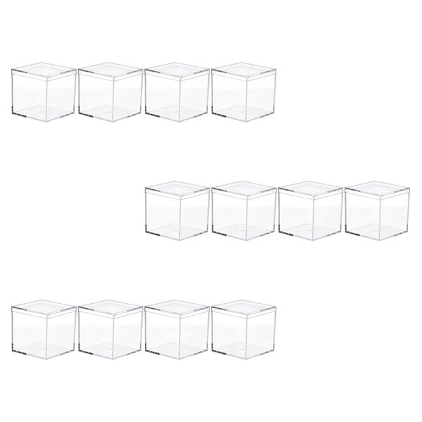 Cabilock Clear Acrylic Plastic Square Cube Candy Party Treat Gift Box Display Box for Candy Coffee Drinking Pods Tea Sugar Packages Transparent 12 Pieces
