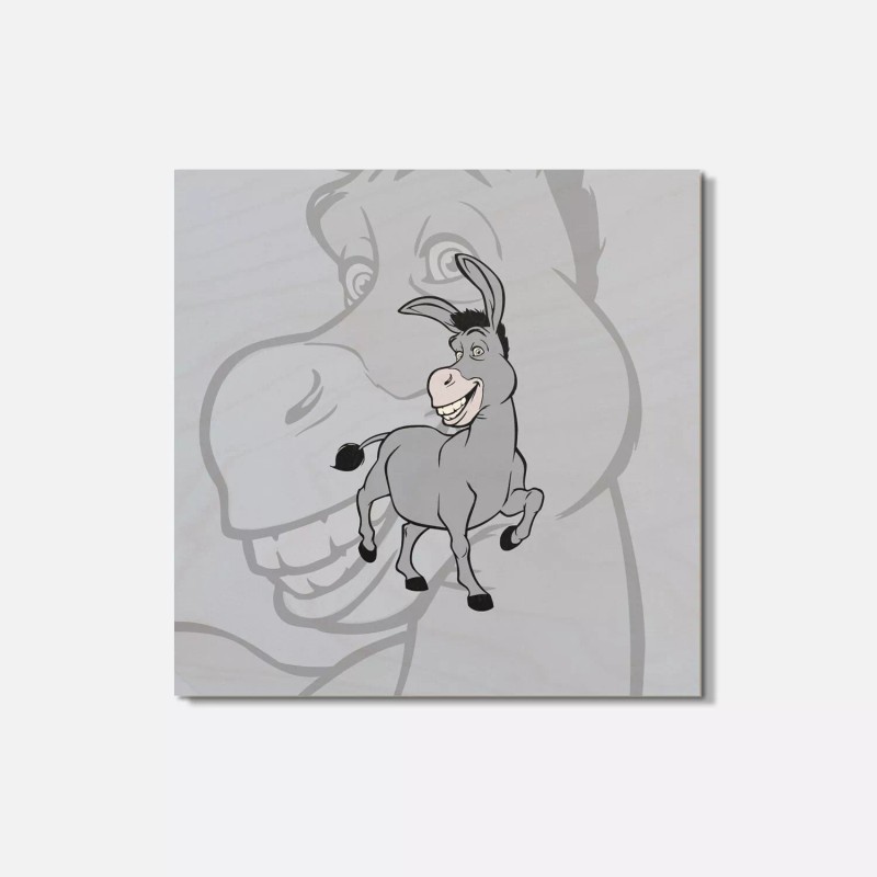 Unbranded Shrek Cartoon Donkey 4'' X 4'' Square Wooden Coaster