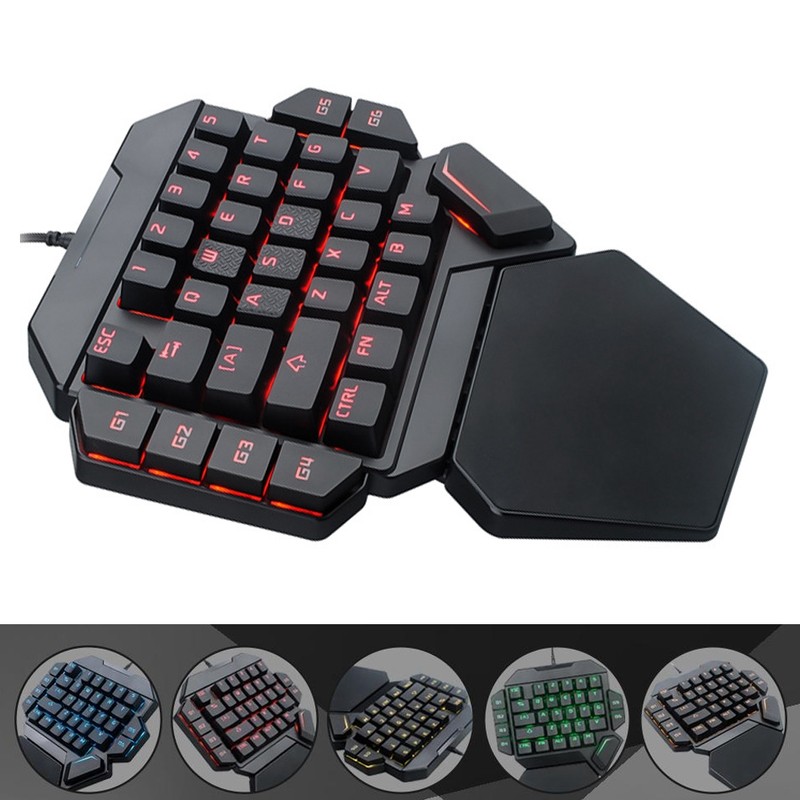 Onehanded Keyboard RGB Blacklight Mechanical Keyboard With Macro Definition Function