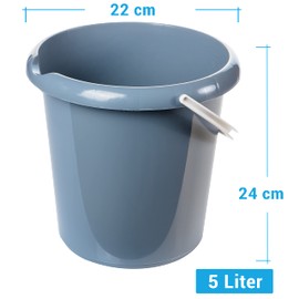 Irina Cleaning Bucket 5 L, Pack of 3 Buckets, Mop Bucket with Spout, Bucket, Household Bucket 5 Litres, Water Bucket, Cleaning Bucket, Poop Bucket, Emmer, Sturdy Plastic Bucket, Food-Safe, Grey,