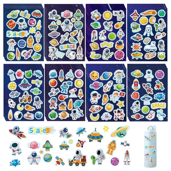 Space Stickers Set, 48-Piece Assorted Stickers with 14 Designs Each,