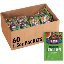 Kraft Fat Free Italian Salad Dressing Single Serve Packet (1.5 oz Packets, Pack of 60)