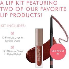Beauty For Real Plumping Lip Kit con brillo de labios + juego de lápiz labial, 0.15 fl oz + 0.012 oz, Te quiero tanto.