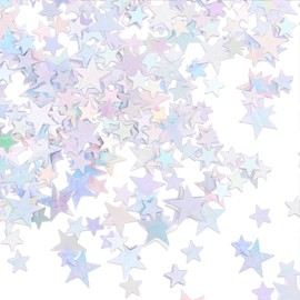 ENLACE Confetti Glitter Stars Birthday Decoration, Pack of 4000 Sequins Confetti Christmas Silver Star Confetti Table Decoration Birthday, Holographic Star Decoration Confetti Wedding, Anniversaries,
