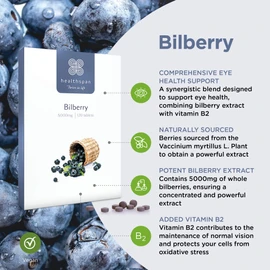Healthspan Bilberry | 120 Tablets | Naturally Sourced | Vitamin B2 | Fresh Bilberries | Vegan