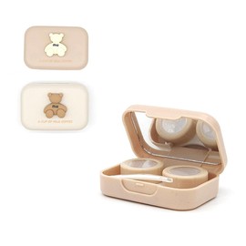 2 Pack Contact Lens Case, Cute Easy Carry Container for Travel & Home Vision Care Kit with Mirror, Tweezers, Stick Connection