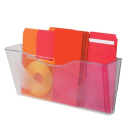 Deflecto Smoke Landscape Wall Mounted File Holder - A4 Wall Mounted Document Holder - A4 Leaflet Holder Wall Mounted Letter Rack - Letter Holder Wall Mounted Magazine Rack Folder Holder