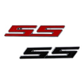 2Pcs SS Car Emblem 3D Metal Logo Badge Stickers Black and Red Side Fender Trunk Badge Car Replacement for Che-vy Camaro Gm Accessories