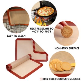 STATINT Non-Stick Silicone Baking Mat, Premium Food Safe - Pack of 2, for Cookie Oven Reusable Mat, 16.5" x 11.6"