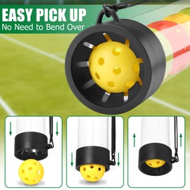 TOBWOLF Tennis Ball Pick up Tube, Lightweight Pickleball & Tennis Collector Ball Holder with Shoulder Strap, Detachable 2-Sessions Tennis Ball Hopper Tube Fits 11 Pickleballs or 13 Tennis Balls