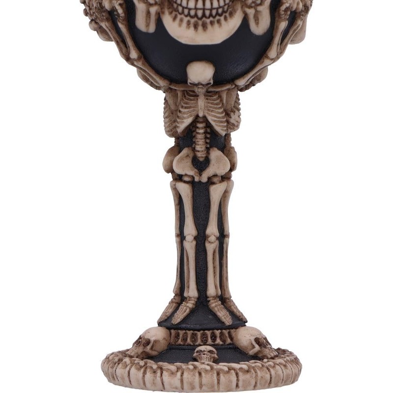 Nemesis Now Three Wise Skeleton Goblet 20cm, Resin/Stainless Steel, Bone/Black,