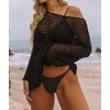 ZESICA Women's Summer Crochet Hollow Out Long Sleeve Beach Bikini