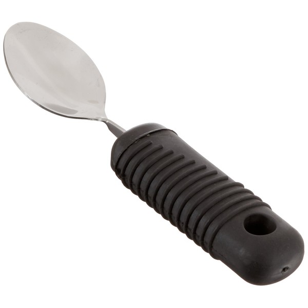Sammons Preston-76031 Sure Grip Bendable Tablespoon, Bendable Stainless Steel Spoon with 4" Long Thick Rubber Handle with Good Grips, Eating Aid for Arthritis, Weak Grip, Stroke Impairments, & Disabilities