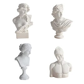 GISELA D 4Pcs Greek Bust Apollo Statues Venus Figure Sculpture Bust Ares Portraits Crafts Greek Mythology Decor Desktop Ornament Renaissance Home Decor Crafts (White-4pc-1)