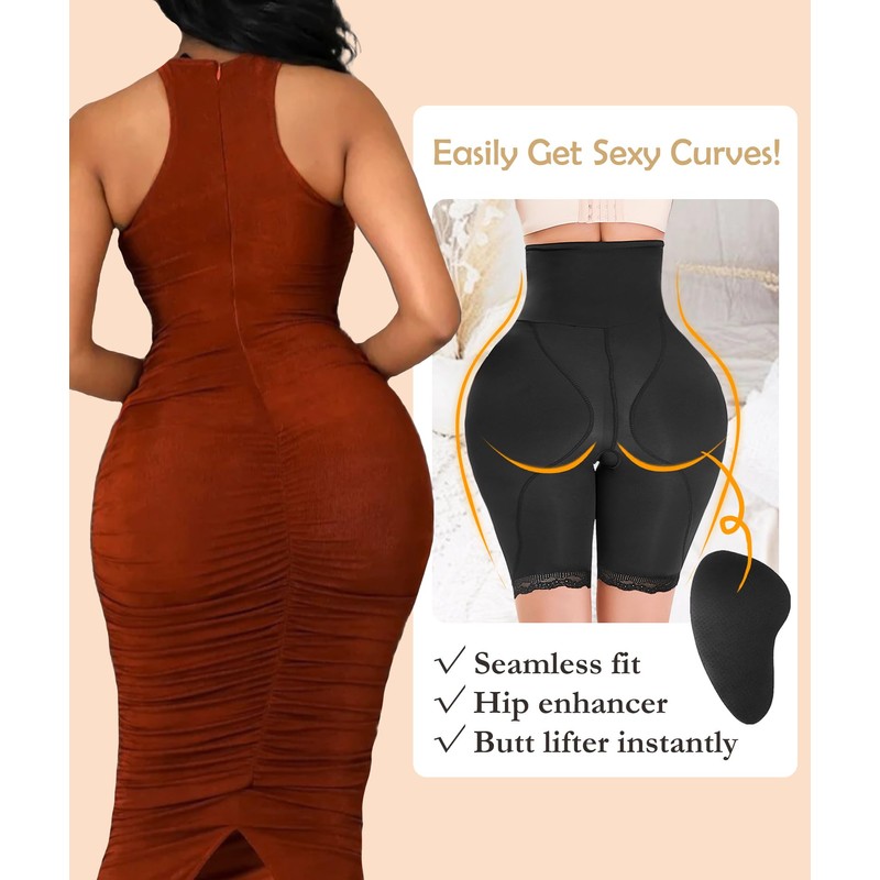 Trinorla High Waisted Hip Pads Shapewear Tummy Control Butt Lifter